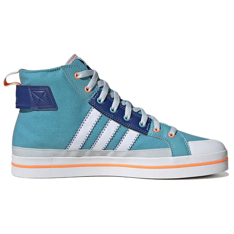 Adidas Neo City Canvas Hi Casual Slip Resistant Durable Mid Top Skate Shoes Unisex Sneakers Blue White Orange HQ4620