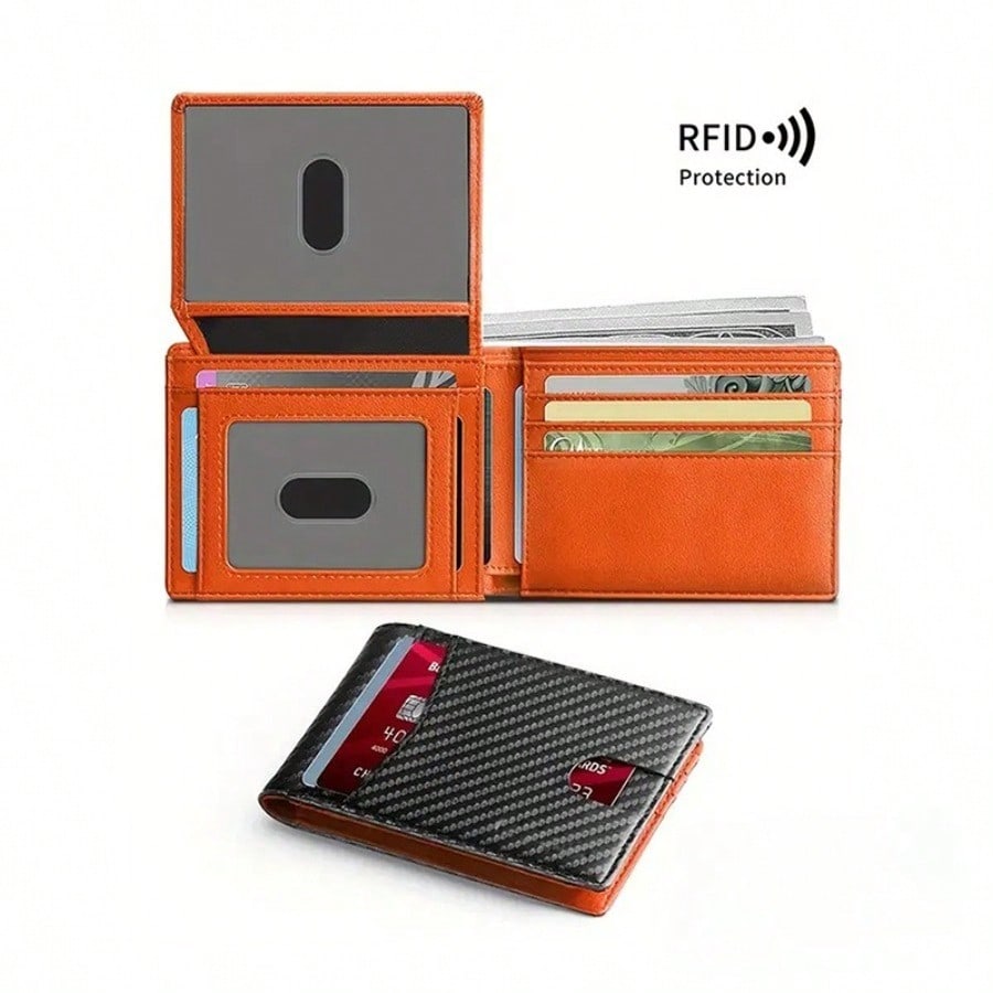 Portefeuille Homme Porte-cartes Portefeuille Portefeuille Grande Capacité Orange multicolore