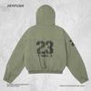 Mens Winter Hooded Cargo Cotton Coat Multi-Pocket Fleece Lined Loose Print Warm Streetwear Jacket
