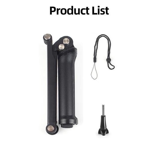 

Складная ручная селфи-палка с 3-мя ручками, мини-штатив для экшн-камер Insta360 Ace Pro GoPro 12 11 DJI Action 4 3 чёрный