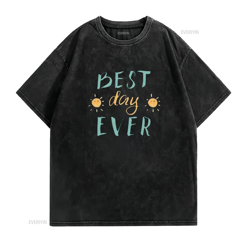 BEST DAY EVER Vintage T Shirt White 2X Large vintage Washed homme Stretched streetwear Breathable graphic Slightly Comfortable