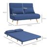2-Seater Sofa Bed Linen-Type Upholstered with Backrest Adjustable In 5 Positions and 2 Pillows 120x75x85 Cm Dark Blue