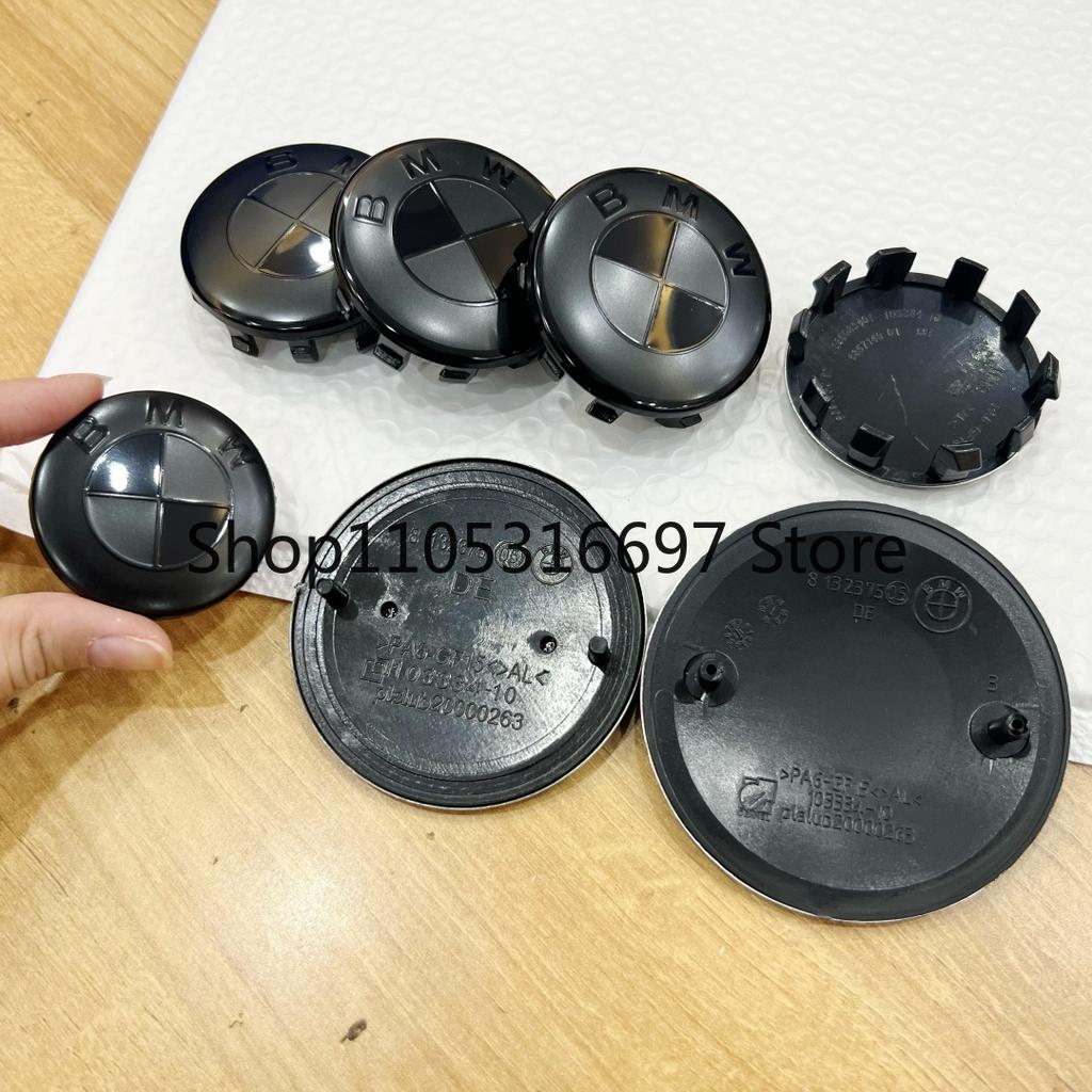 For BMW Se E87 7pcs New matte black suit 82/74mm logo 56/68mm hub center cover 45mm steering wheel is suitable for BMW ABS accessories.