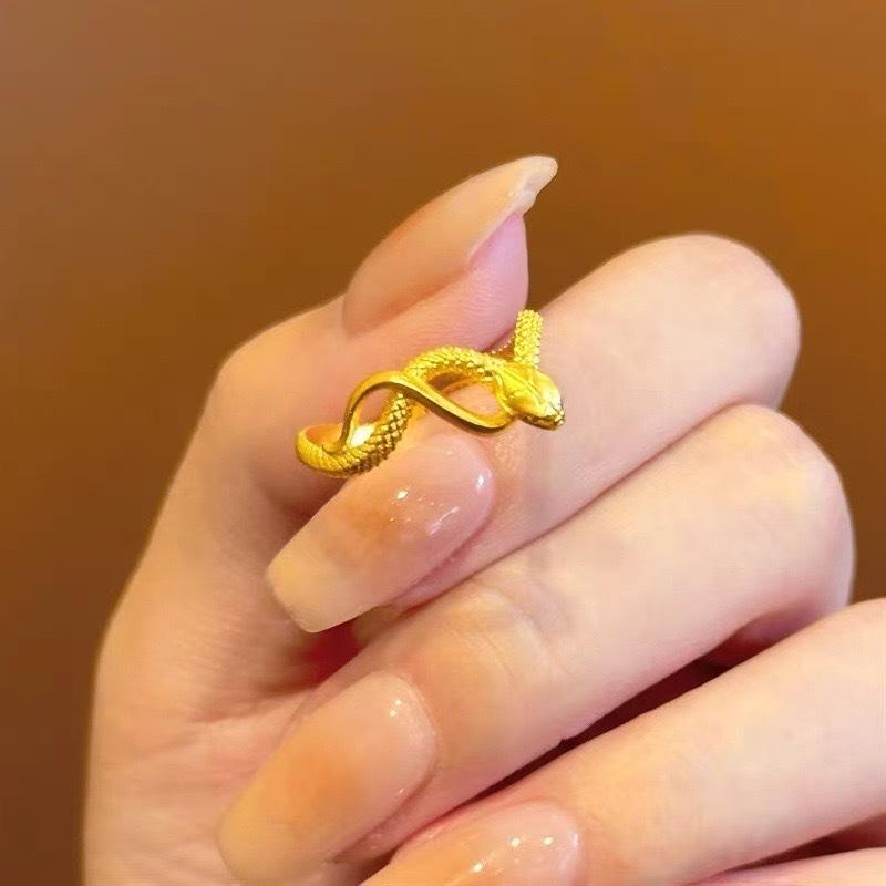 Wrapped Snake Ring Women's New Guochao Ring Niche Fashion Light Luxury Versatile Disc Snake Index Finger Ring Jewelry
