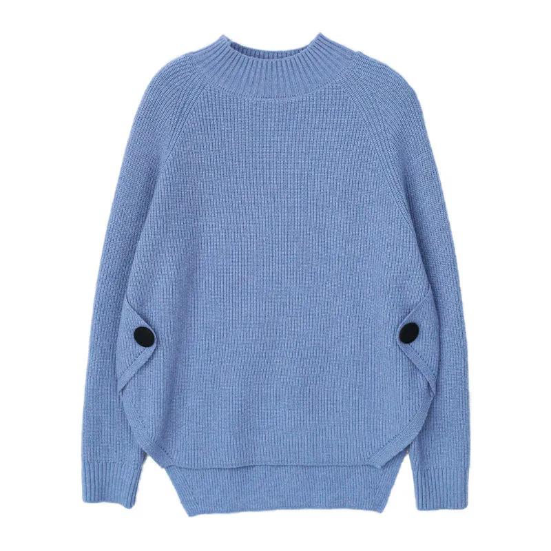 Half Turtleneck Pullover Sweater Women's Short Kniterwear Autumn Winter Long Loose Bottoming Shirts