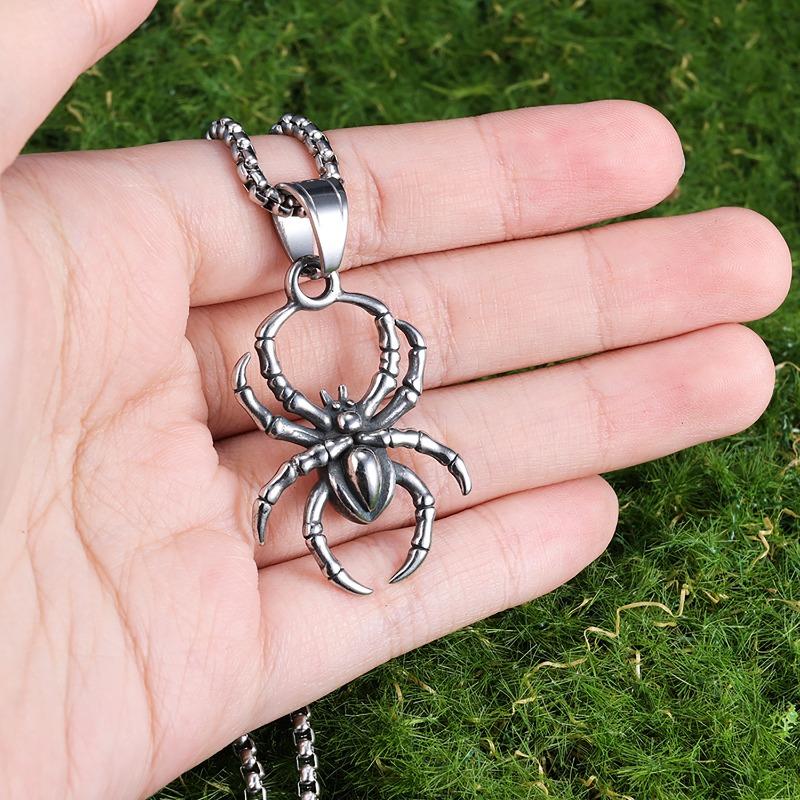 Viking retro spider pendant - trendy punk style party necklace
