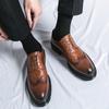 Mode Herrskor Brogues Läderskor Business Casual Krokodilmönster Lädersko Andningsbara Mjuka Sula Klänningsskor Herr Svart