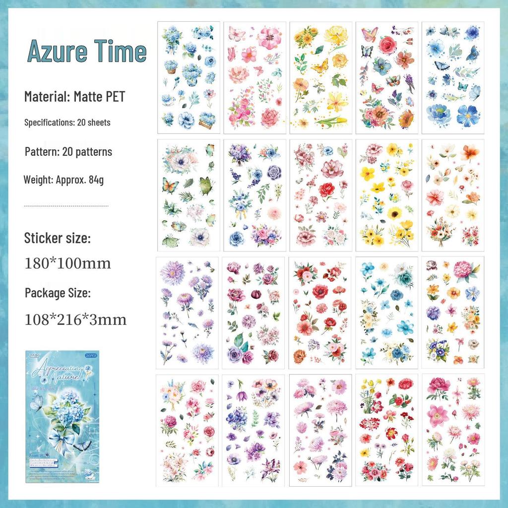 ZABC Floral Dream Weaving Stickerbuch: Tagebuch mit Pflanzen- und Blumenthema, DIY-Dekoration, 20 Blatt, 6 Designs.