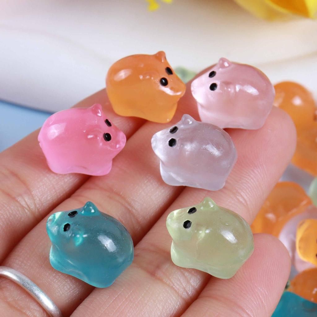 Resin Mini Luminous Animal Figurines - DIY Cartoon Toys for Micro Landscapes, Ideal Children's Gift