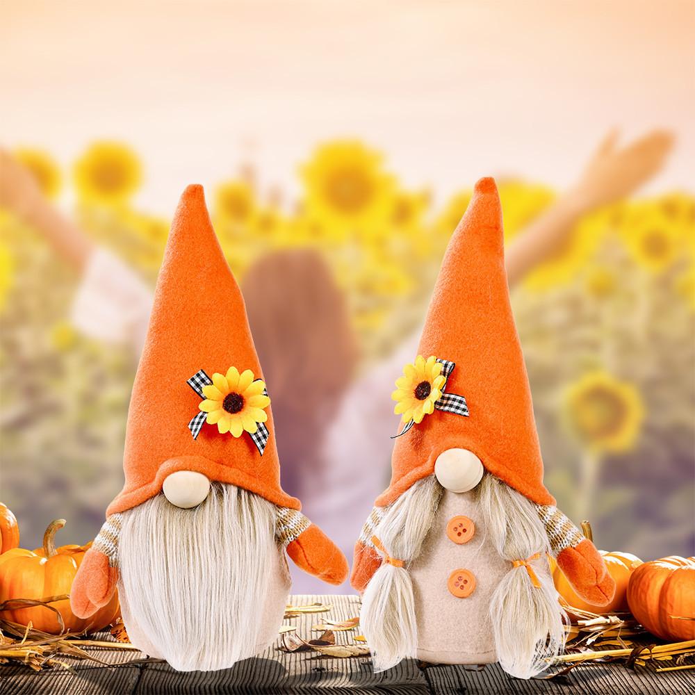Unique Festival Harvest Sunflower Doll In Orange For Home And Bar Thanksgiving Decor