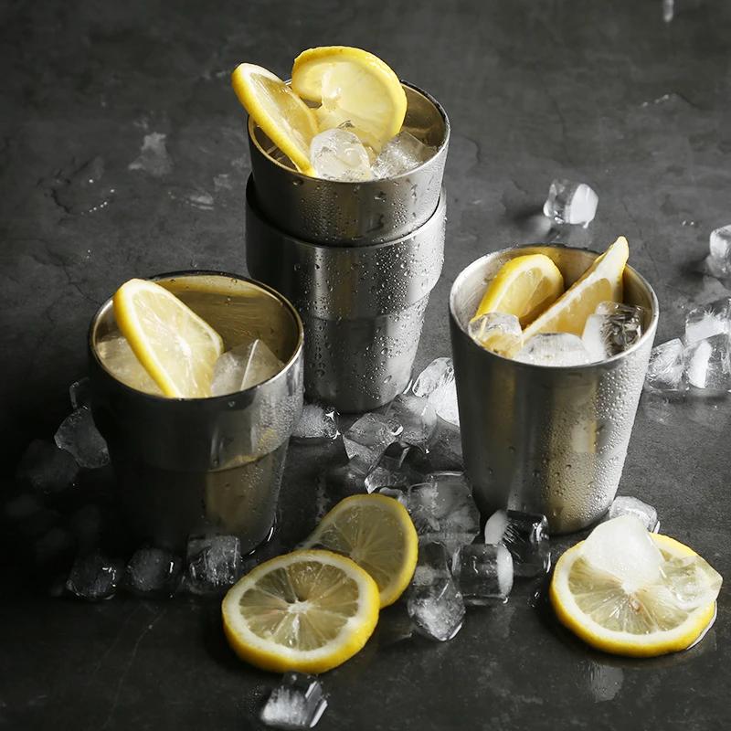 8pcs Stainless Steel Beer Cup Drinkware Tumbler Tableware Water Cup Outdoor Tea Coffee Cocktail Drinking Mugs Metal Cups