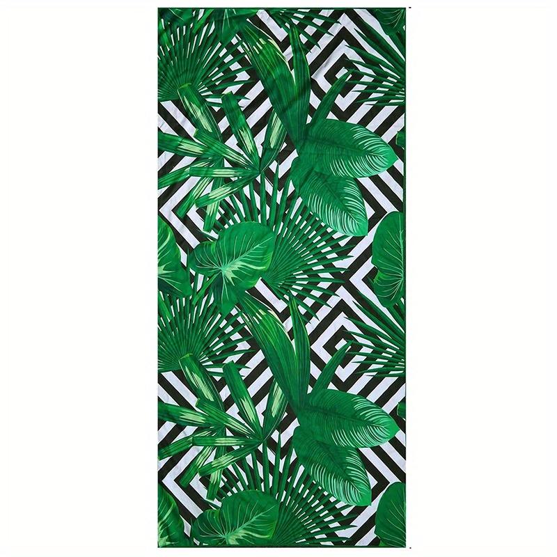 

Beach Towel Tropical Leaves And Geometric Print Pattern Sun Protection Windproof Suitable For Pool Camping Travel Blanket W30*H60(CM)