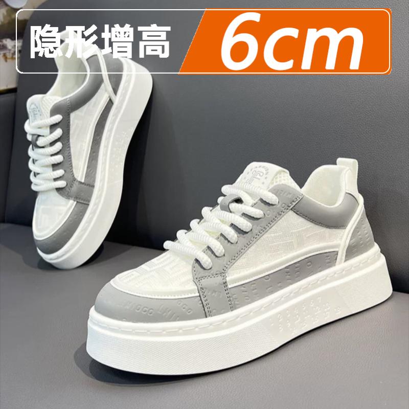 Summer breathable thin mesh casual soft baseplate shoes sports thick sole invisible inner height increase