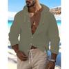 New Style Spring and Summer Men's Hooded Inch Shirt Solid Color Cotton Linen Men's Casual Long-sleeved Top