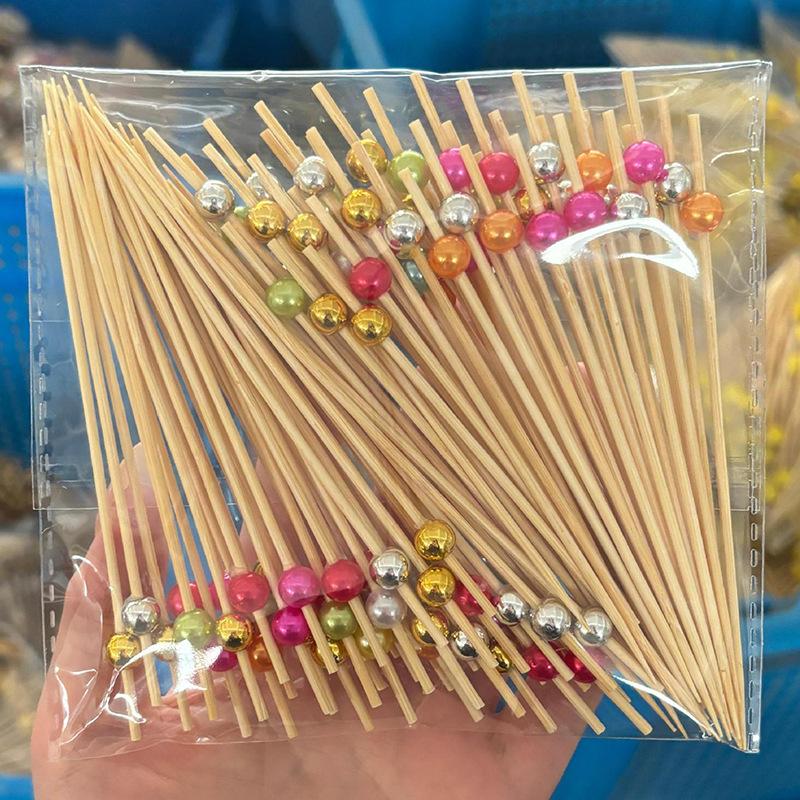 

100pcs Fruit Sticks Disposable Bamboo Fruit Forks Decorative Skewers Party Dessert Table Household High-Value Non-Slip