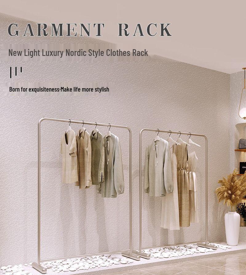 Women's and Children's Floor-Standing Clothing Display Rack with Hanging Rod
