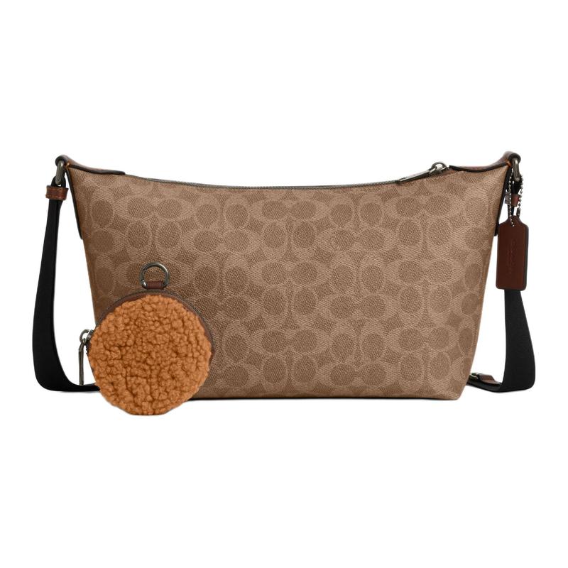 

COACH FINN 25 Classic Logo Clutch, Artificial Leather Crossbody Bag, Medium Size, Unisex Couple Style, Brown and Retro Brown коричневий