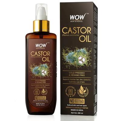 Wow Skin Science 100 % reines Rizinusöl – kaltgepresst – für stärkeres Haar, Haut und Nägel, 200 ml
