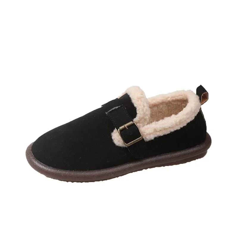 fashion Winter Women's Plus Velevt Flat Shoes New Keep Warm Shallow Flock Snow Boots for Women Outdoor Causal Shoes Women's Ankle Boots