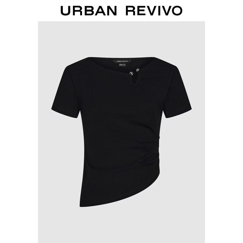UR Women's Irregular Hem Pleated Slim T-shirt