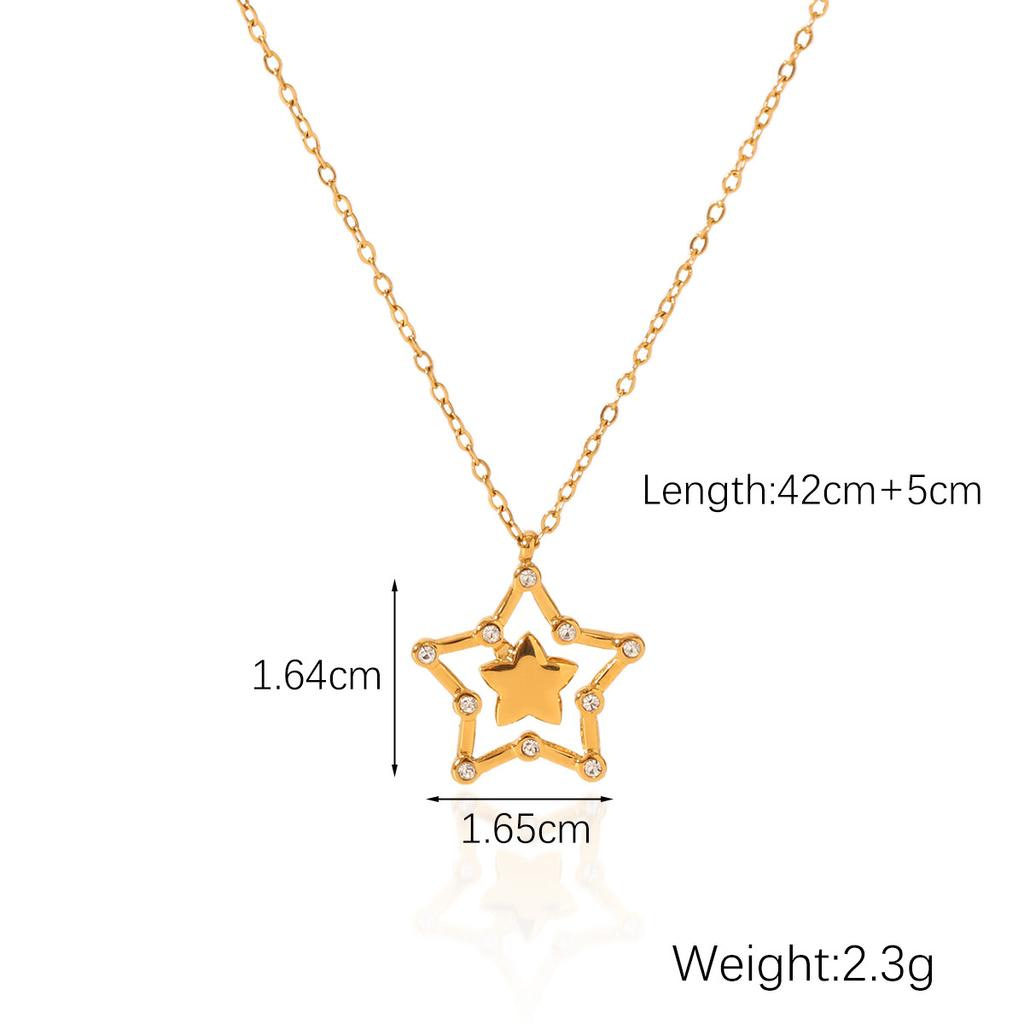 Yori Hollow Five Pointed Star Simple Necklace for Women High Quality Stainless Steel 18 K Metal Texture Choker Necklace Annivers
