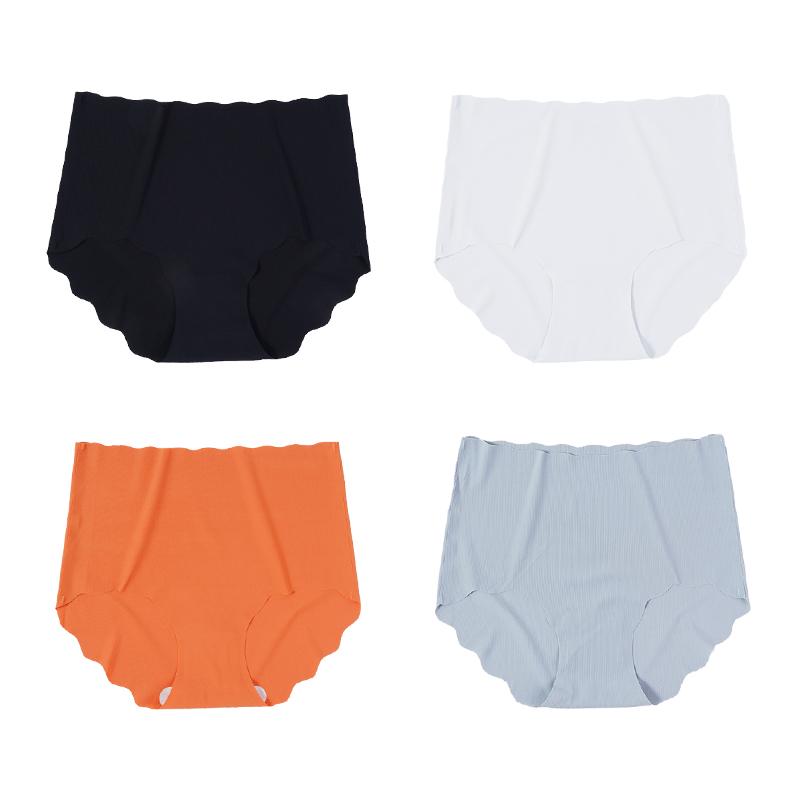 1/4 Pcs High Waist Panties for Women Plus Size Ice Silk Seamless Briefs Women Soft Underpants