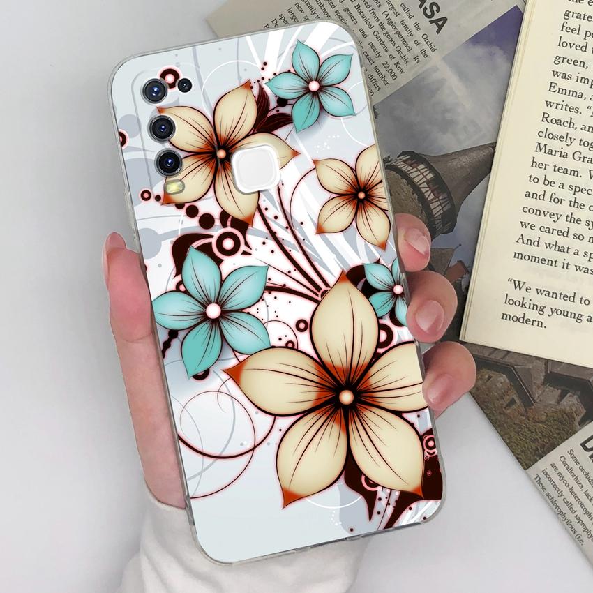 For Vivo Y55 Y91C Y91 Y78 Y67 Y73 Y75 Y50 Clear Phone Case Pretty Tulip Pattern Soft Silicone Upgraded Anti Slip Protective Shell For Vivo Bumper Bags