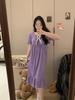 Women Short Sleeve Nightgowns With Chest Pads Female Summer Solid Homewear Young Girl Sweet Nightdress Casual Loose Loungewear