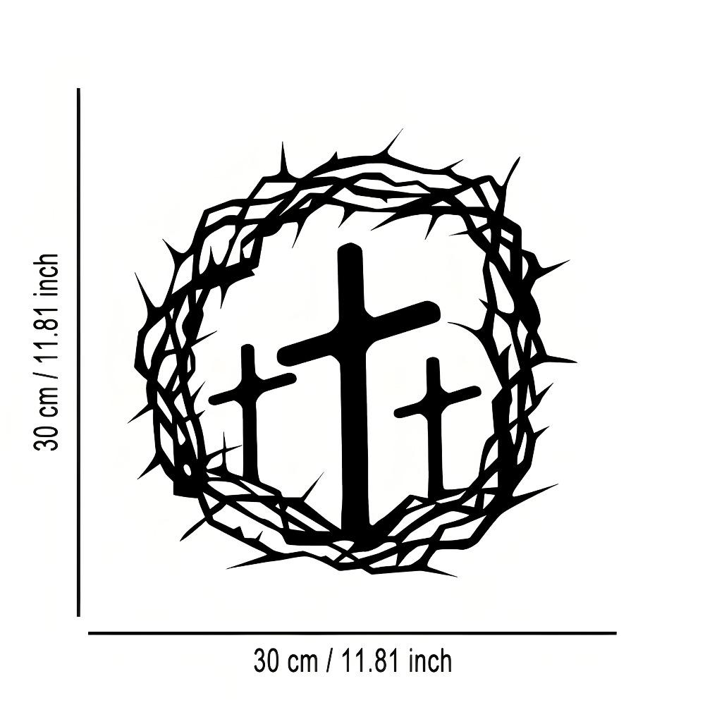 

Iron Cross Wall Art 2D Flat Metal Decor Religious Crucifix for Home Office Living Room Outdoor Indoor Modern Gothic Hanging Ornament Housewarming Gift