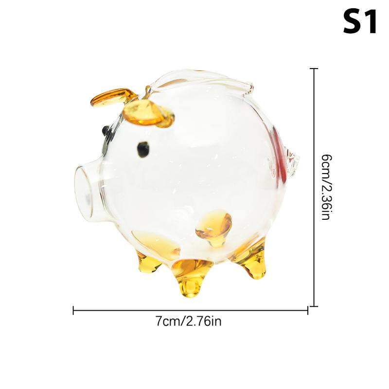Mini Pig Money Jar Golden Beans Storage Box Transparent Piggy Bank Gold Glass Pig Ornaments Portable Coin Bank Saving Box Gift