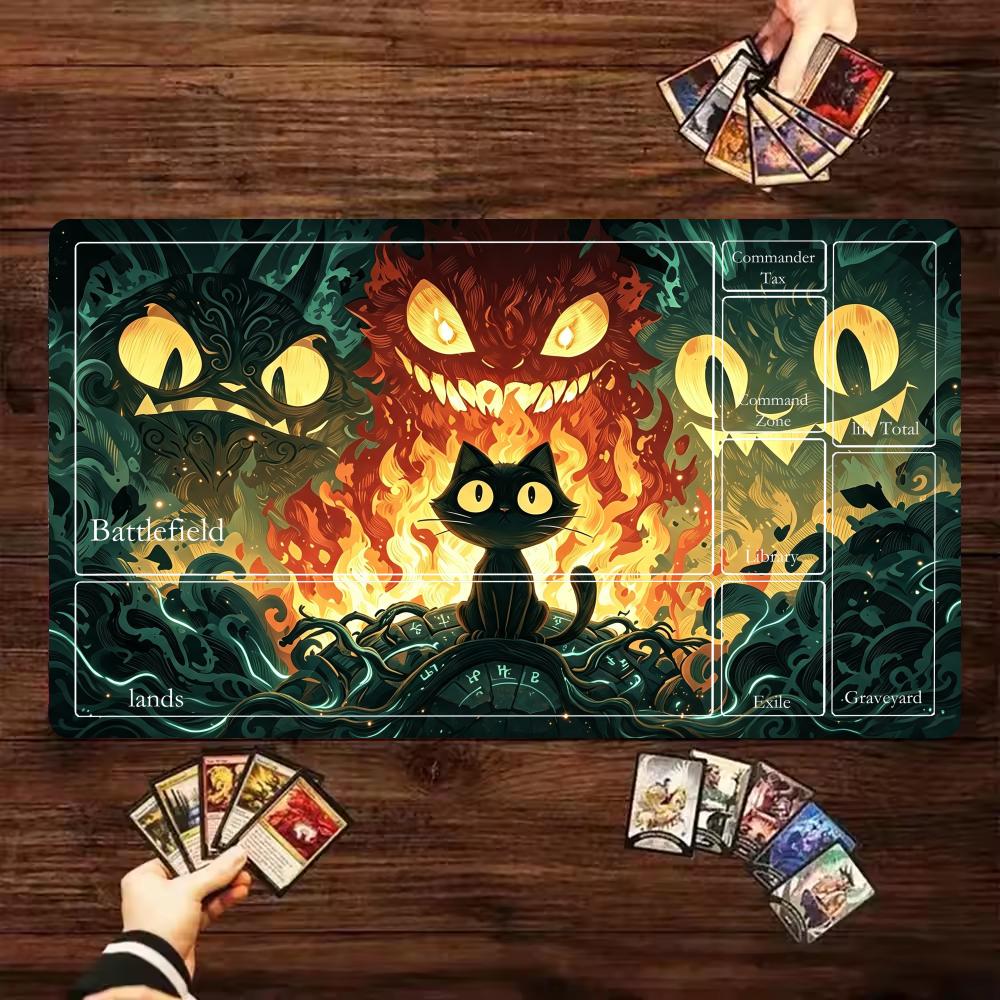 Black Cat Vs Demons Tcg Mtg Playmat 600x350mm Magic The Gathering Zone Desk Mat NonSlip Rubber Mpusepad Trading Card Game Pad