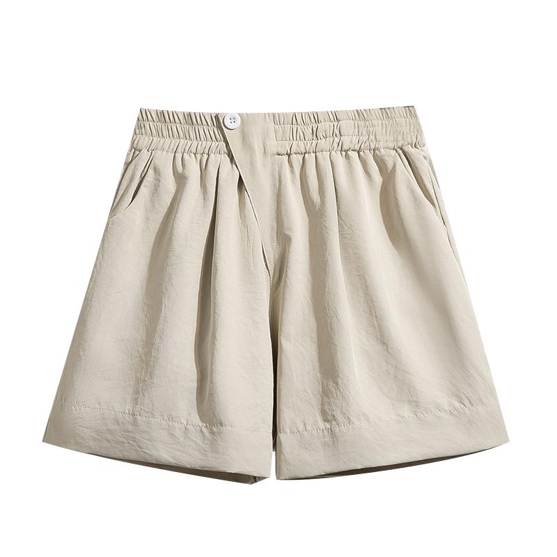 DIMANAF 2025 Plus Size Shorts Summer Women Wide Leg Pants Solid Loose High Waist Casual Short Pants Basic Harem New