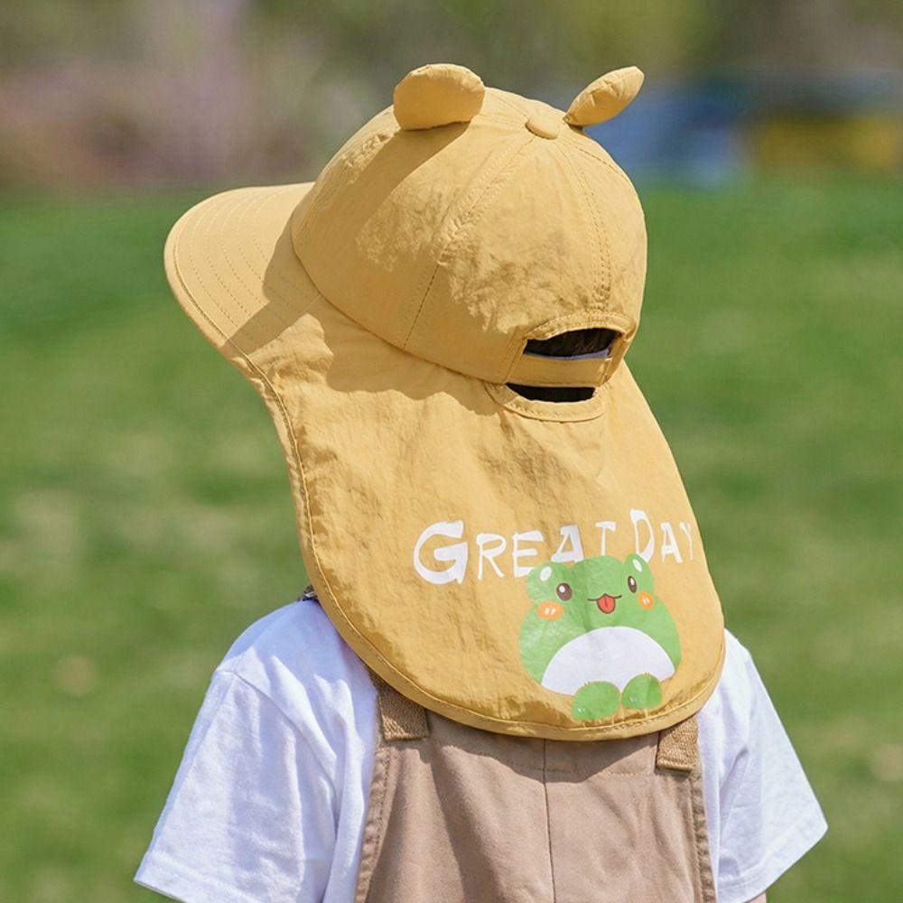Fischio~ Cappello da Sole a Tesa Larga per Bambini Protezione Solare Pieghevole Bambini Fischietto Cappello Parasole Cappellino Copricollo Cappello da Pescatore Cartone Animato