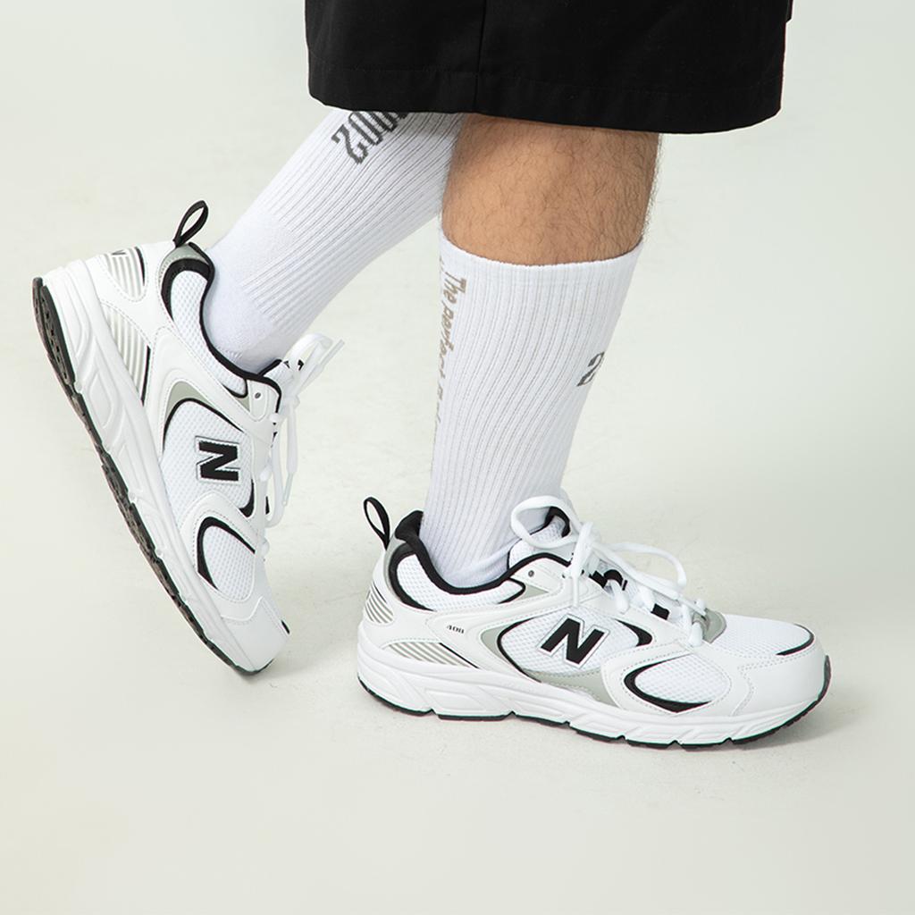 New Balance 408 Comfortable Fabric Leather Durable Breathable Lightweight Low-Top Running Shoes Unisex Sneakers White Black ML408I
