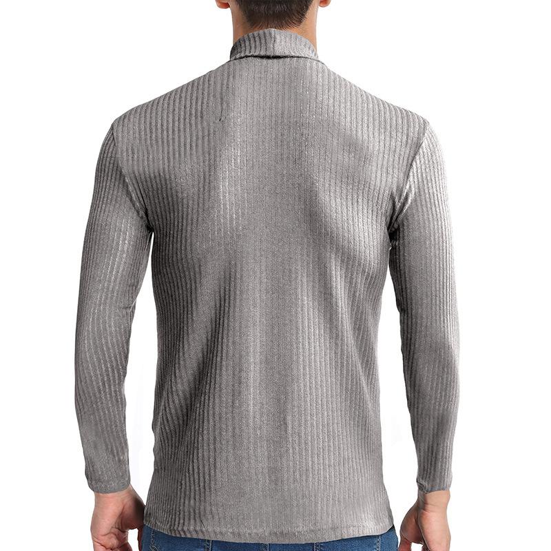 Men's Knitting Bottom Shirt Fashion High Neck Long Sleeve Fitting Versatile T-shirt Vintage Trendy Casual Wear Minimalist Fashion Breathable Shirt