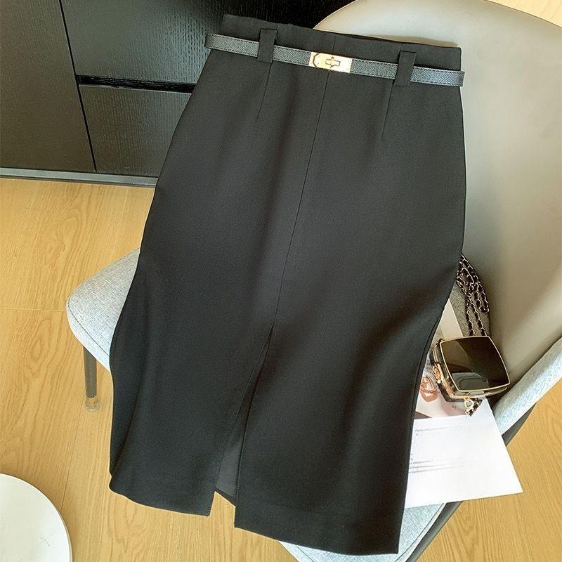Premium Office Lady Pencil Skirt Women Spring Summer Elegant Beige Bodycon Hip Skirt Workwear