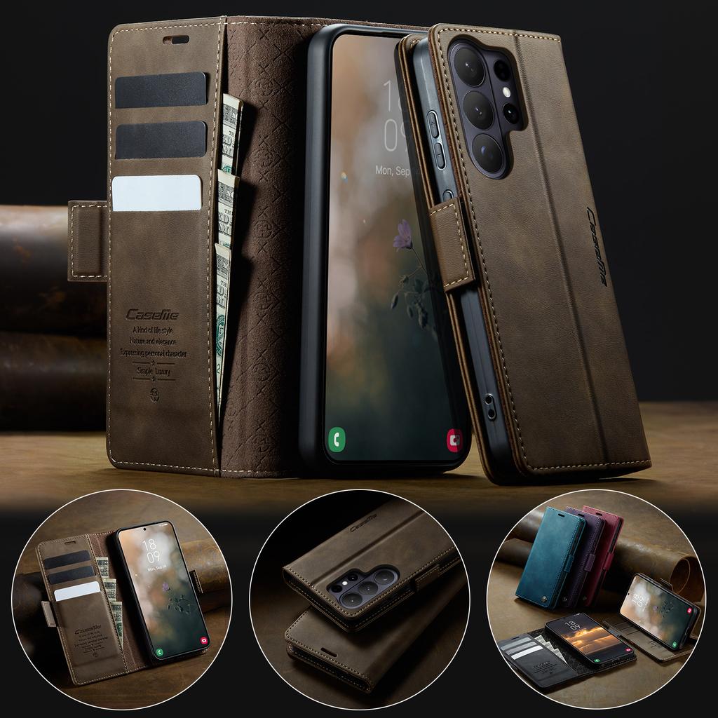 CaseMe Retro Magnetic PU Leather Wallet Phone Case For Samsung Galaxy S26/S26 Plus/S26 Ultra Shockproof Card Holder Pocket Cover