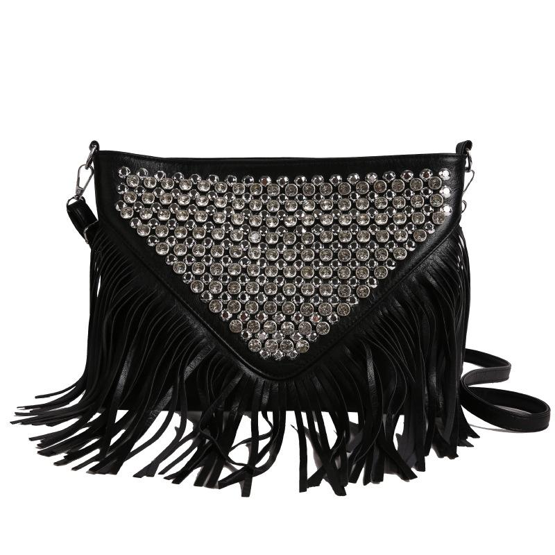 Autumn bag women's 2025 new Korean version of fashion fringed shoulder bag versatile large capacity rivet messenger envelope bag