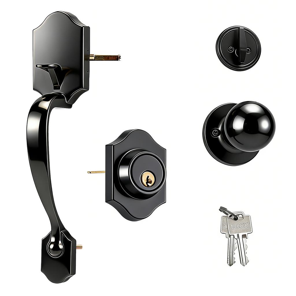 High Security Front Door Handle Lock Set Precisions Cylinder Antislip Sliding Handle for Enhances Protecting