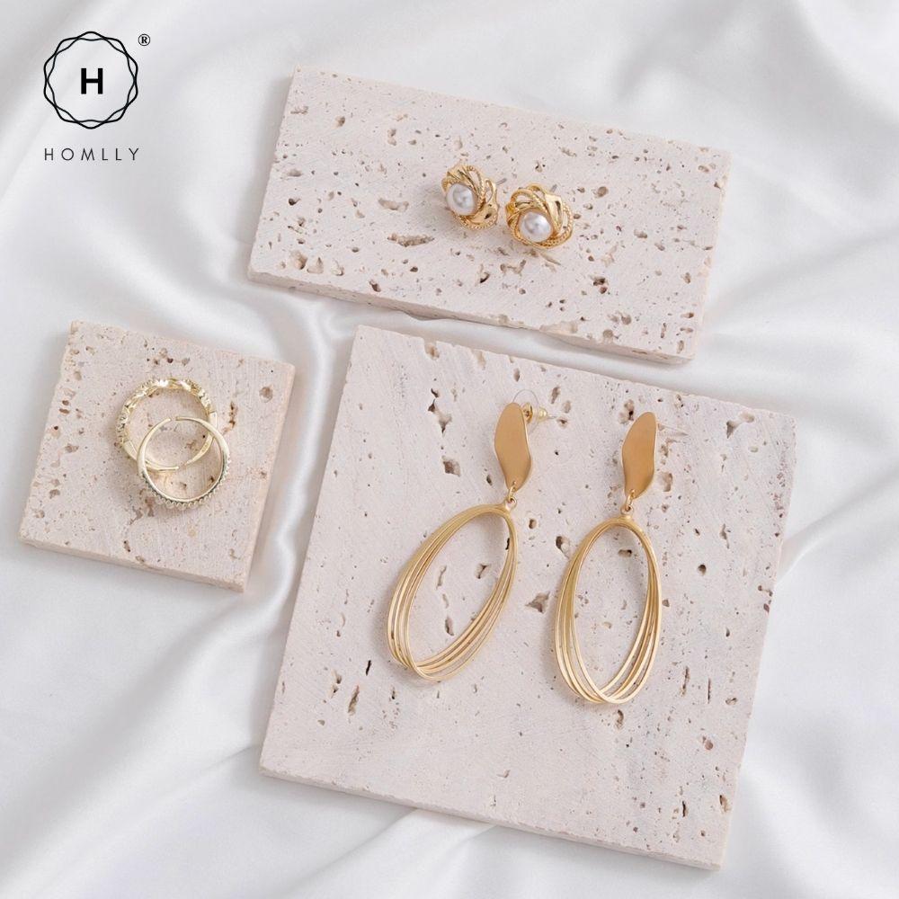 Homlly Beige Travertine Decorative Stone Tray Slab (X5 PCS)