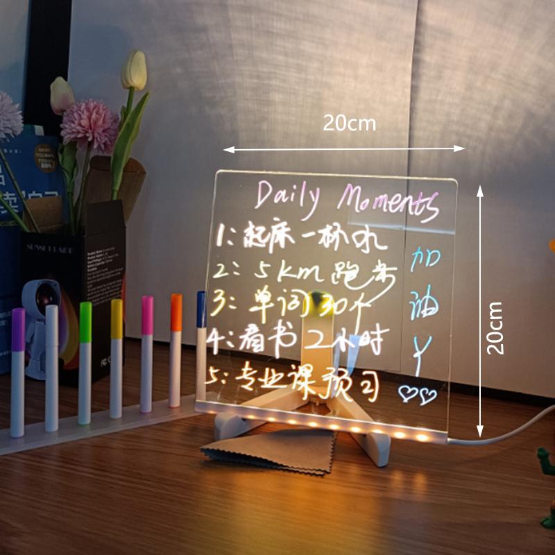 LED Letter Message Board Note Glass With 7 Colorful Pens Erasable Neon Sign Clear Glass Writing Board Beer Bar Clear Dry Erase B