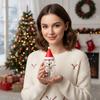 Christmas Bear Glass Jar Cute Transparent Cold Cup with Straw Reusable Water Bottle Milk Beverage Tumbler for Holiday Party