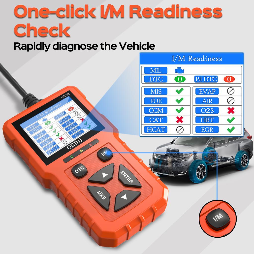 Instrument de diagnosticare scaner OBD2, cititor de coduri de verificare a motorului cu resetare, cititoare de coduri auto și instrumente de scanare pentru toate vehiculele OBDII/EOBD