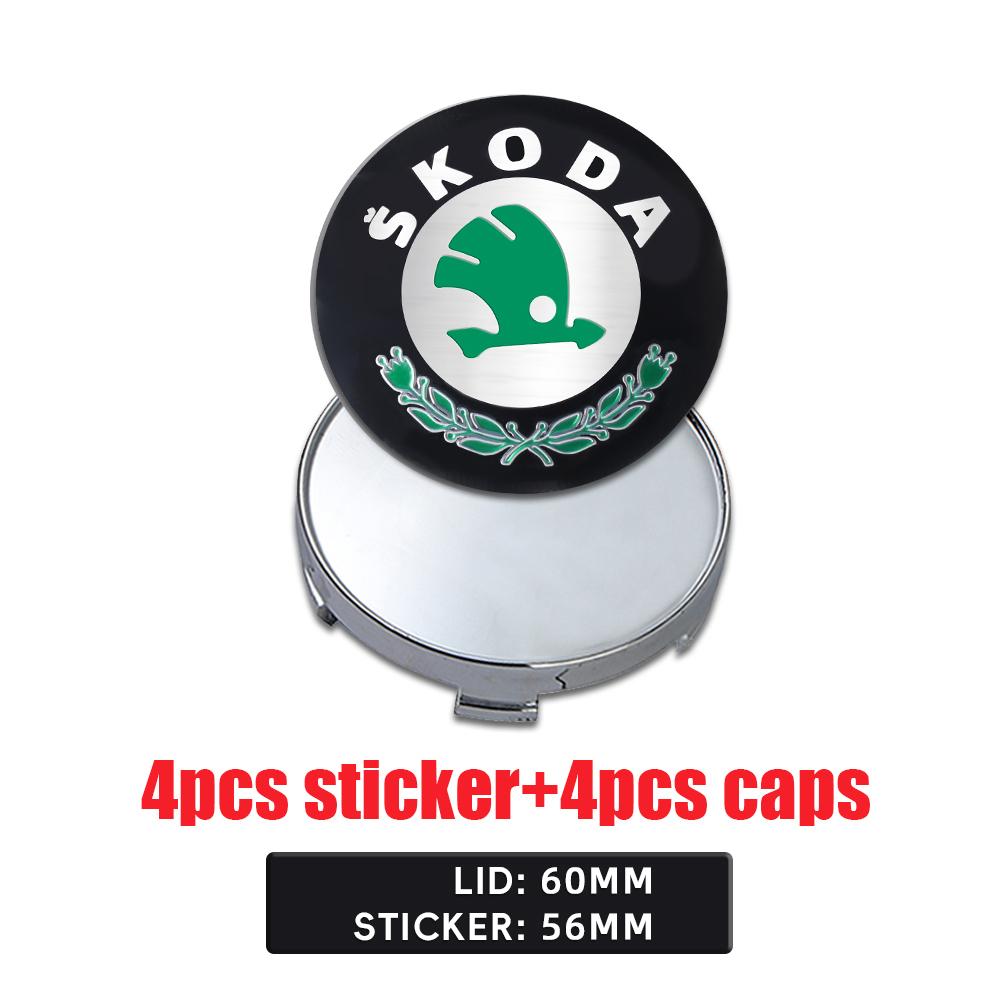 2026 Sıcak SKODA İçin 4 Adet 56/60/65/68MM Jant Orta Göbek Kapakları Sticker Lastik Jant Kapağı Skoda Octavia A5 3 2 VRS Vision Kodiaq Fa İçin