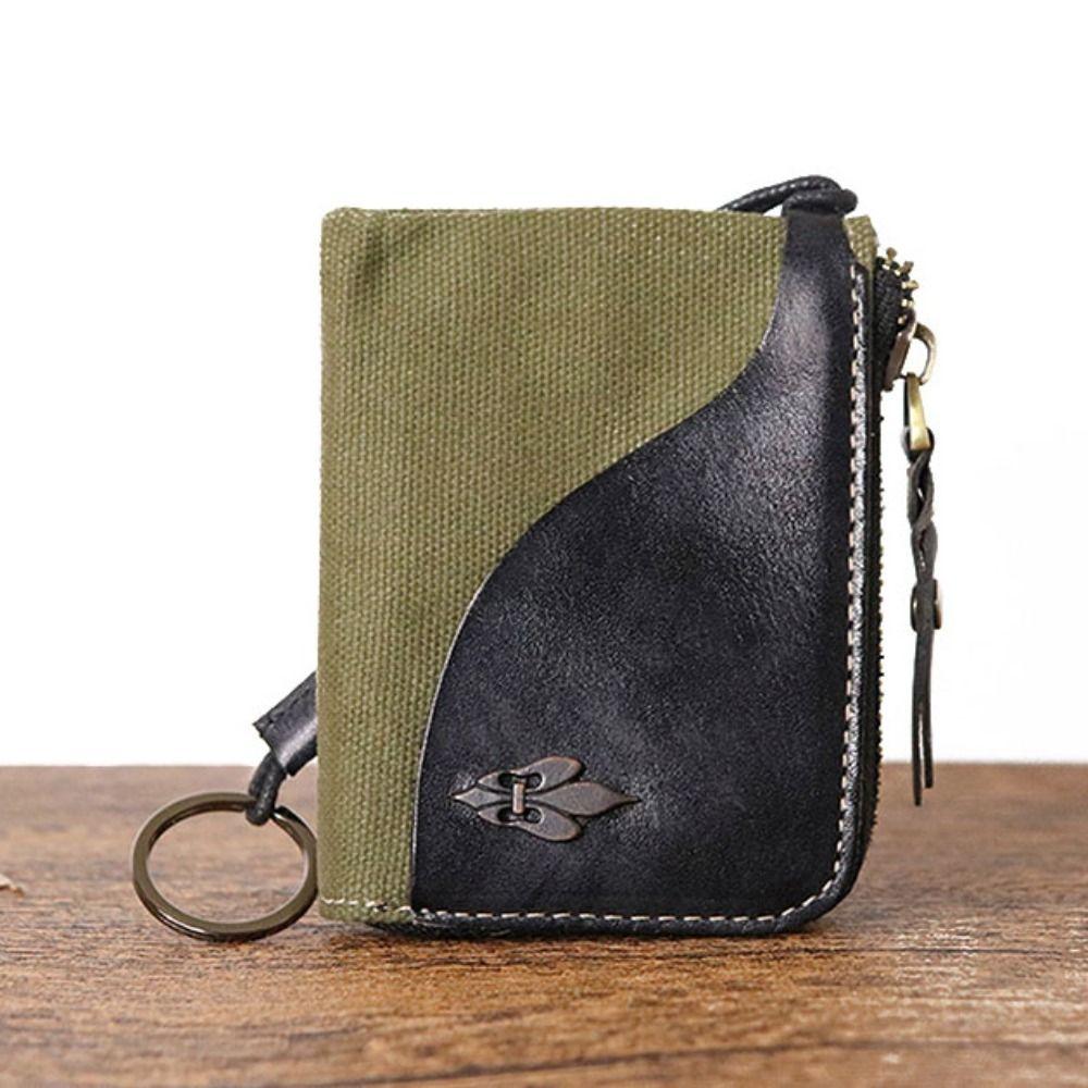 Vintage Car Key Bag Stitching Storage Card Bag Retro Women's Leather  Coin Purse  Coin