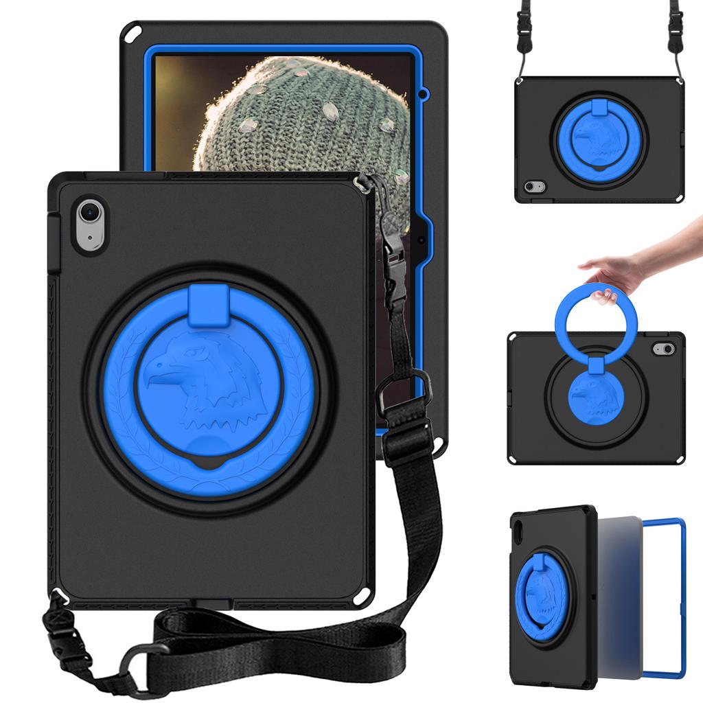 For iPad (2025)/10.9 (2022)/Air 11 (2025)/(2024) Case Eagle Pattern Rotating Kickstand Tablet Cover with Shoulder Strap