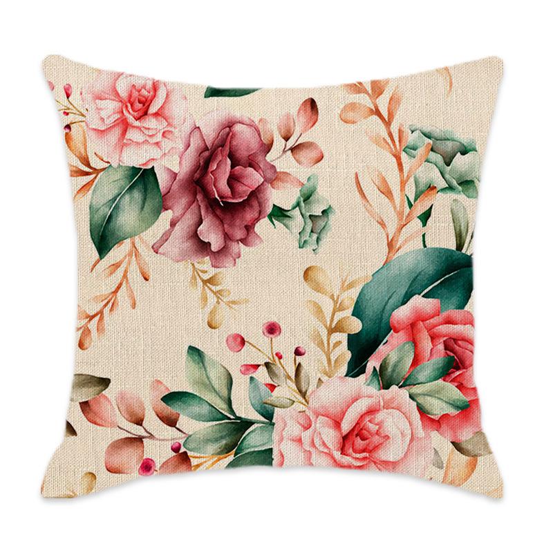 New Ins Style Floral Print Pillow Pillow Case Sofa Bedroom Lumbar Pillow American Flower Cushion