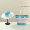 Woven Sun Hat And Large Capacity Straw Tote With Striped Pattern For Travel And Casual Wear