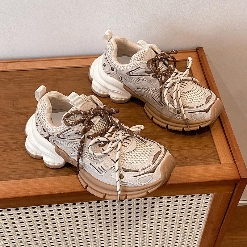 

Сочетающиеся по цвету кроссовки на высокой платформе с двойной шнуровкой, модные ретро кроссовки «папины», женские, весна 2025, новая универсальная повседневная спортивная обувь 35