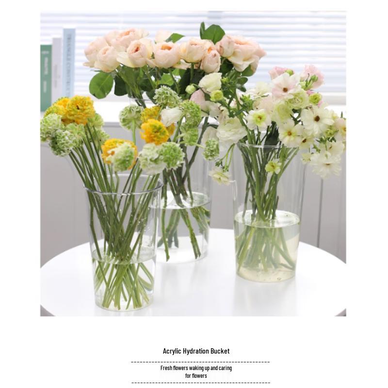 Klarer Runder Acryl-Blumeneimer-Satz - Mittel (5-teilig)